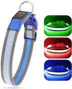 YFbrite Full Adjustbale LED Dog Collar, Full Illuminated Light up Dog Collars, Reflective Dog Collar Light Glowing in The Dark for All Dogs Safety (Small, Blue-2)