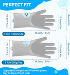 Pecute Pet Grooming Gloves, Large, Gray, Heat Resistant, High-Density Teeth, Silicone Dog Bathing Gloves with Enhanced Five Finger Design, for Washing, Bathing, and Massaging