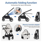 X-5 Luxury Pet Stroller for Medium Dog Under 55lbs or 2 Small Dogs & Cats, One-Touch Folding, Adjustable Handle and Detachable Carrier (Grey)