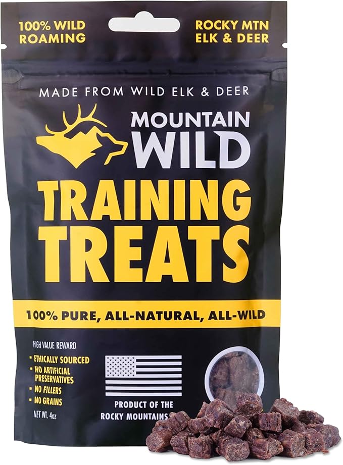 Training Treats for Dogs & Puppies – Elk & Venison Protein Puppy & Dog Treat – High Value, All-Natural, No Fillers, Grain-Free, No Artificial Preservatives – 4oz, 1 Bag