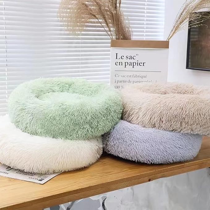 Cat Beds for Indoor Cats,24 Inch Dog Bed for Small Melium Large Dogs, Washable-Round Pet Bed for Puppy and Kitten with Slip-Resistant Bottom