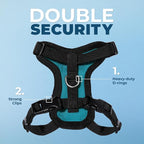 Voyager Escape-Proof Step-in Lock Cat Harness & 5ft Neoprene-Handle Leash Set All-Weather Mesh with Reflective Stitching for Small to Large Cats by Best Pet Supplies, Turquoise/Black Trim, XXS