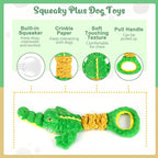 Large Dog Toys, Plush Squeaky Dog Toy with Crinkle Paper and Tug of War Handle, Interactive Puppy Toys for Small, Medium and Large Dogs