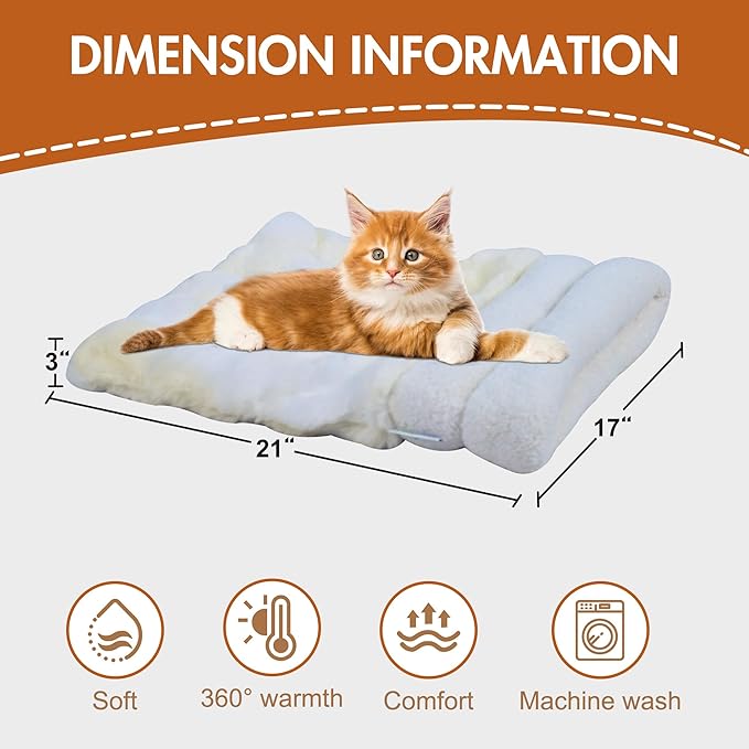 4 in 1 Self Warming Burrow Cat Bed, Pet Hideway Sleeping Cuddle Cave (Style2- Cream)