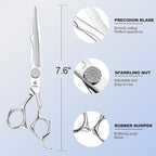 GLADOG 7" Premium 9CR Dog Grooming Scissors with Full Diamond Pivot Nut - Professional Straight Dog Scissors for Grooming, Ideal Dog Shears for Precise Trimming, Pet Grooming Scissors, Grooming Shear