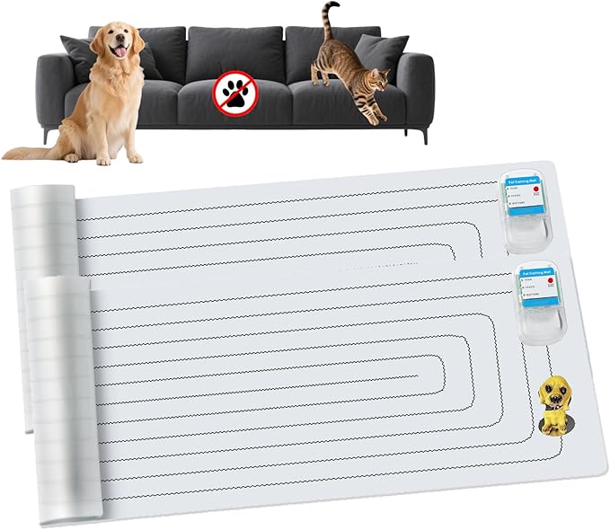 Scat Shock Mat for Dogs and Cats Indoor, Pet Shock Mats for Training Pets, Electric Repellent Mat Keeps Dogs and Cats off Counter, Couch and Sofa, 3 Training Modes (60"x 12" 2 Pieces with Tester)