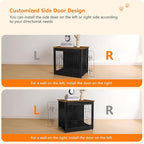 DWANTON Dog Crate Furniture with Cushion, Wooden Kennel Table with Double Doors, Indoor Dog House, Small/Medium/Large Size, 27.2" L, Black+Warm Brown