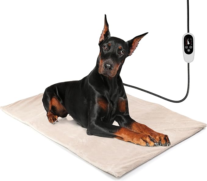 NICREW Large Dog Heating Pad, 35.4" x 23.6" Temperature Adjustable Heated Dog Bed with Auto Shut Off Timer, Indoor Pet Heated Bed Mat for Cats and Dogs