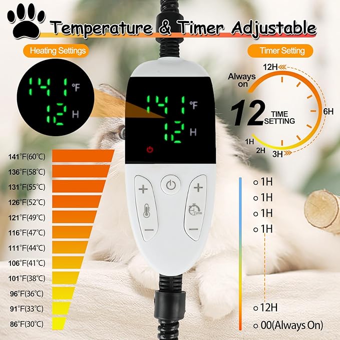 Heated Cat Bed Cave, Adjustable Temperature Heated Pet Bed Indoor with Timer, Cat Cave Bed Cat House with Washable Cushioned Pillow and Chew Resistant Cord Update for Indoor