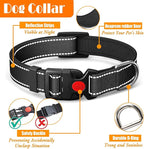 No Pull Dog Harness, Collar & Leash Set | Includes Dog Seat Belt, Collapsible Bowls & Poop Bag Dispenser. Ideal for Training, Walking, Hiking. Fits Small to Large Dogs(Black-L)