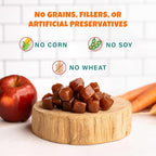 Apples+Carrots Plant-Based Fruit Dog Treats - Carrot and Apple Soft & Chewy - Healthy Vegetarian, Vegan Dog Treats with Organic Ingredients - Low-Protein, Hypoallergenic, Gluten-Free