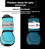 Dog Shoes for Small, Medium and Large Dogs - Waterproof for Rainy Days, Fit for Winter Snow and Hot Summer Roads, with Anti-Slip Soles for Indoor Hard Floors (Blue, Size 4)