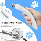 Pet Steam Brush for Dog & Cat - 3-in-1 Steam Grooming Brush for Shedding - Self Cleaning Spray Comb with Mist for Long Haired Pets - Includes Waterless Shampoo & undercoat rake, Blue