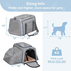 Petsfit Expandable Pet Carrier, 19x12x12 inches Soft-Sided Portable Cat Carrier Dog Carrier, with Removable Plush Mat, Locking Safety Zippers and Pockets