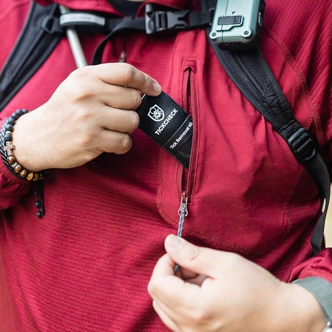 TickCheck Premium Tick Remover Kit - Stainless Steel Tick Remover + Tweezers, Leather Case, and Free Pocket Tick Identification Card (1)