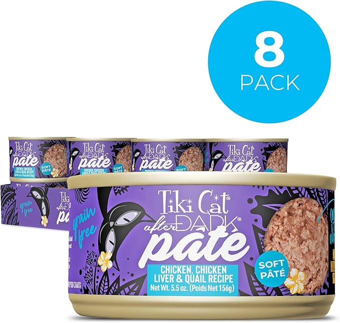 Tiki Cat After Dark Soft Pate Wet Cat Food, Chicken, Chicken Liver & Quail Recipe, 5.5 oz. (8 Count)