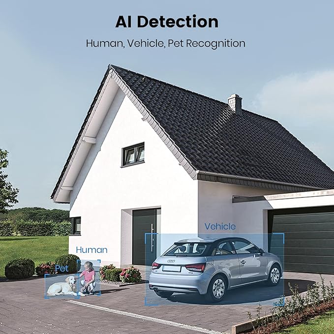 aosu 3K Wired Security Camera Outdoor - Smart 24/7 Recording WiFi Camera for Home Security w/Sound Light Alerts, 360° View, Auto-Tracking, Camara de Seguridad para Casa