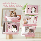 SHA CERLIN 68 Inches Multi-Level Large Cat Tree for Large Kitties/Big Cat Tower with Condo/Cozy Plush ‌Pussycat Perches/Sisal Scratching Posts and Hammocks/Activity Center/Pink