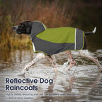 IECOii Dog Raincoats for Large Dogs,Waterproof Large Doggy Rain Jacket with Hood,Reflective Breathable Pet Rain Coat with Hood,Ideal for Adventures, Walking, Hunting in Dark,Green,XL