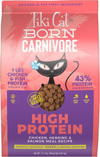 Tiki Cat Born Carnivore High Protein Dry Cat Food, Chicken, Herring & Salmon Meal, 11.1 lbs. Bag