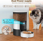 Automatic Cat Feeder, 3L Timed Dog Food Dispenser, Auto Dry Food Feeders for Pets, Programmable Portion Control, 4 Meals/Day, Dual Power Supply, 10s Voice Recorder (White and Black - Basic)
