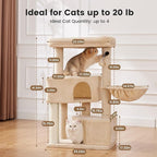 Gardner Pet 41" Tall Cat Tree for Medium-Large Cats, Heavy Duty Cat Tower with 2.8in Posts & Washable Top Perches, Space-Saving Cat Furniture for Apartments, Easy to Assembly