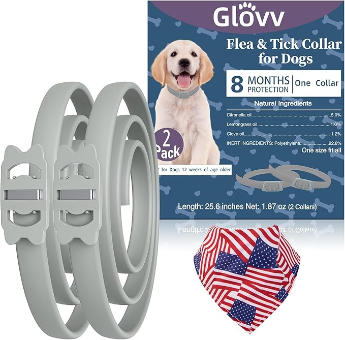2 Pack Highly Effective Flea Collar for Dogs, Tick Control for Dogs Provides Up to 16 Months of Dog Comfortable Prevention Collars