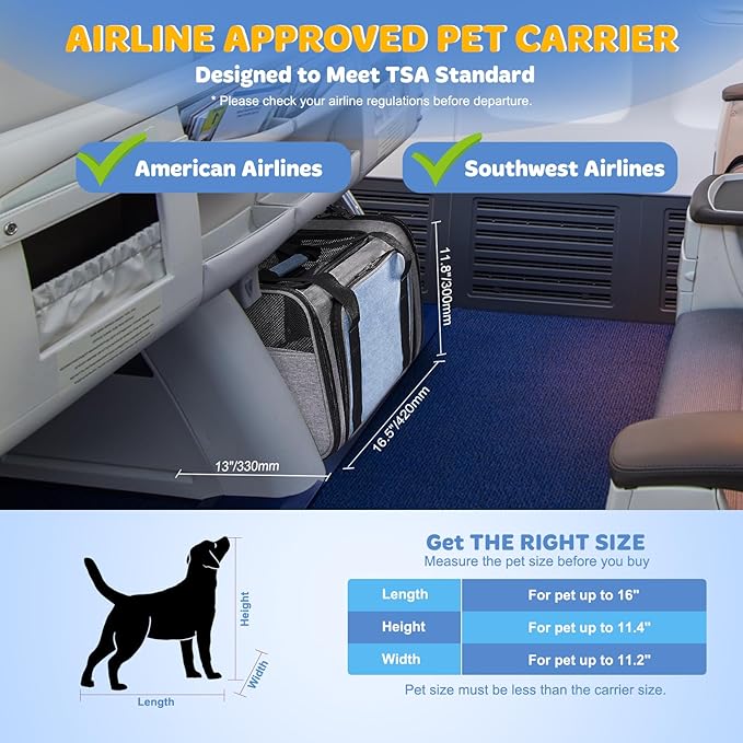 Pet Carrier with Wheels for Cat and Small Dogs: Expandable Airline Approved Rolling Cat Carrier - Cat Carrier Soft for Pets Under 25lbs Travel Plane Trip