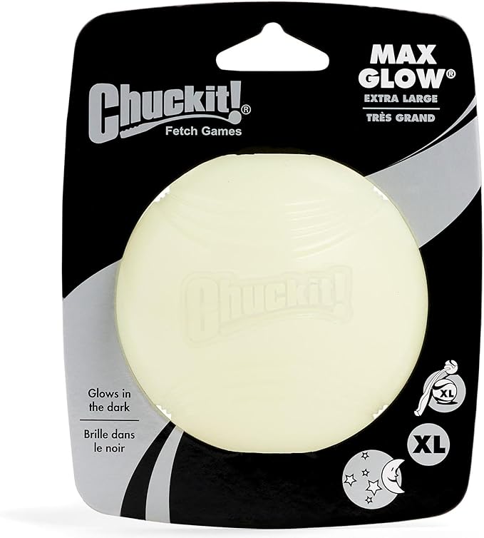 Chuckit! Glow in the Dark Bouncy Balls - Ball for Dogs, Chuckit Dog Toy, Max Glow Balls - Medium, 2.5 Inch, Pack of 4