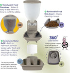 Automatic Dog & Cat Food Feeder with Water Dispenser – Smart Pet Feeder with Portion Control, OLED Display, Anti Jam Design, Battery Operated Dispenser for Medium/Large Pets - Taupe