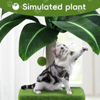 Cat Scratching Post with Condo, Palm Cat Tree Tower Natural Sisal Cat Scratcher Cat Bed Cat Furniture for Kittens and Cats