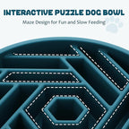 WHIPPY Slow Feeder Dog Bowl, Puzzle Maze Design to Slow Down Eating, 3-Cup Capacity, Anti-Gulping Food Bowl for Medium & Large Dogs,Navy Blue