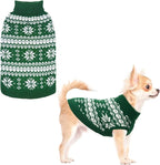 KOOLTAIL Cable Knit Dog Sweater Turtleneck, Cold Weather Pullover Classic Knitwear, Snowflake Pattern Thick Warm Winter Pet Clothes, Dog Christmas Sweater for Small Medium Large Dogs Cats, Green S