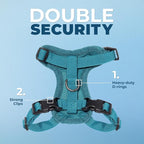 Voyager Escape-Proof Step-in Lock Cat Harness & 5ft Neoprene-Handle Leash Set All-Weather Mesh with Reflective Stitching for Small to Large Cats by Best Pet Supplies, Turquoise, XXS