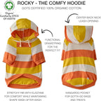 Rocky – The Orginal Lightweight Hooded TEE 100% Organic Cotton Dog Hoodie Pet Coat Sweater for Small, Medium, Large Dogs, Candy Corn, XX-Small