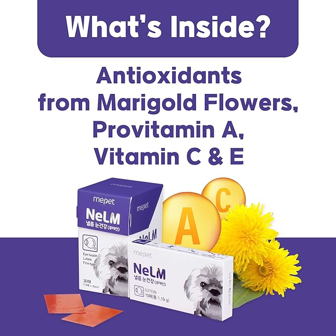 NeLM Supplements & Vitamins for Dogs - Mouth Dissolving Strips - Multivitamin, Eye, Hip & Joints, Gut, Dental Support - Pet Health Supplies - 30 Stips(Pack of 1) (30 Strips (Pack of 1), Eye Support)