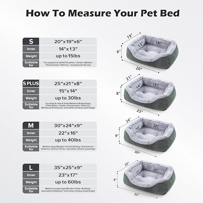 INVENHO Small Dog Bed Orthopedic Warming Soft Calming Sleeping Durable with Anti-Slip Bottom
