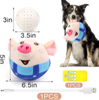 BABORUI Blue Pig Interactive Dog Toy, Remote Control Jumping Squeaky Toy with Recording & Music Modes, Rechargeable Moving Dog Chew Toy for Small/Medium/Large Dogs