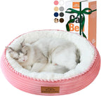 20in Washable Cat Beds for Indoor Cats - Round Donut Pet Bed for Cats, Small Dogs, Puppy, Kitten - Anti-Slip Bottom, Calming Bed Gift - Pink