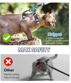 Halypet Cat Harness and Leash Set, Escape Proof [3 in 1 Adjustable & Lightweight] Cat Harness, Safe Kitten Harness for Large Cats Soft Comfortable, Easy to Wear, Walking Outdoor Travel, Medium
