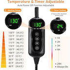 INVENHO Heated Cat Bed, Waterproof Adjustable Temperature Dog Cat Heating Pad with Timer, Indoor Pet Heating Pad for Cats Dogs Electric Pads for Dogs Cats, Pet Heated Pad