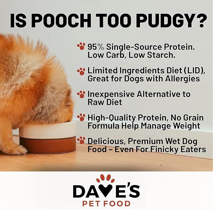 Dave's Pet Food Grain Free Wet Dog Food (95% Chicken & Chicken Liver), Made in USA Single-Source Protein, Limited Ingredients, 12.5 oz Cans (12 Pack)