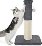 Made4Pets Tall Cat Scratching Post, Heavy Duty and Thicker Scratching Posts for Indoor Cats Adults, 23.6" Natural Sisal Cat Scratcher with Hanging Balls, Sturdy Base Cat Scratch Post, Dark Grey