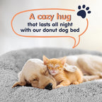 Donut Dog Bed - Premium Comfort for Anxiety Relief - Fluffy & Calming Design with Ultra-Plush Support | Cozy Round Dog Bed with Super Soft Circle Style (Size XL Grey)