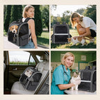 Lekereise Cat Backpack Carrier, Pet Carrier Backpack for Small Dogs Medium Cats Fit Up to 18 Lbs, Dogs Foldable Backpack Carrier for Travel, Hiking, Black