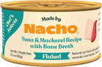 Made by Nacho Flaked Filets Recipe in Bone Broth, Grain-Free Chef's Selects Wet Food for Cats Balanced Diet in Naturally Hydrating Pumpkin-Infused Broth (3.0 oz (Pack of 12), Tuna & Mackerel)