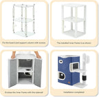 YITAHOME 2-Tier Cat House, Indoor Cat Cave Bed Playhouse, Cat Tunnels with Scratch Pad and Hideaway Cube, Cute Modern Cat Condo Furniture for Multi Small Cats, Cactus (Blue)