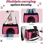 Zavothy Collapsible TSA Approved Pet Carrier for Cats & Dogs (Up to 15 Lbs, 16.54"x11.42"x9.84") – Soft-Sided Airline Travel Carrier, Pink
