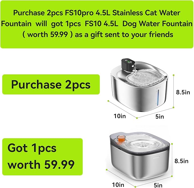Wireless Cat Water Fountain Stainless Steel,135floz/4L Battery Operated Automatic Pet Fountain,Cordless Cat Water Dispenser Pet Water Fountain for Cats Dogs Pets Outdoor