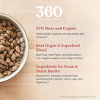 360 Pet Nutrition Freeze-Dried Raw Dog Food – Beef Recipe with Liver & Organs, High Protein with Omega-3s, Fruits, Veggies & Superfoods, Grain-Free, No Fillers, 3 lb – Made in USA